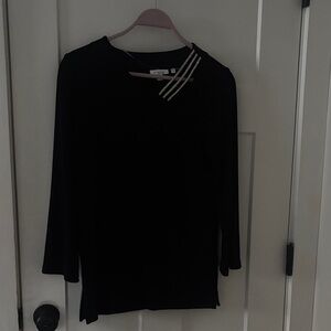 Chico's Black Long Sleeve Top with Striped Detail